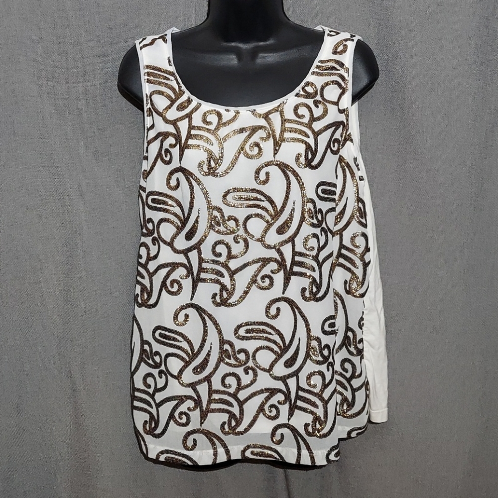 Chico's sleeveless sequin blouse shell SZ 2